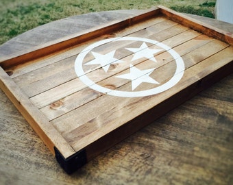 Tennessee TriStar Serving Tray, Wood Sign, Ottoman Tray, Personalized Tray, Gift for Her, Gift For Him, Farmhouse Decor, Wooden Tray