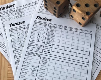 Yardzee Score Sheet, Reusable Score Card, Back Yard Yahtzee Dice Game