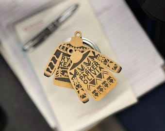 Personalized Laser-Cut Wood Christmas Sweater Ornament