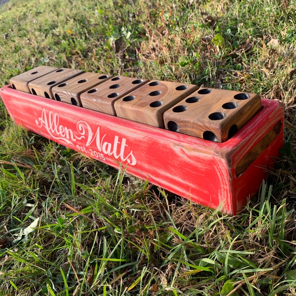 Personalized Yard Dice Set with Handmade Storage Crate