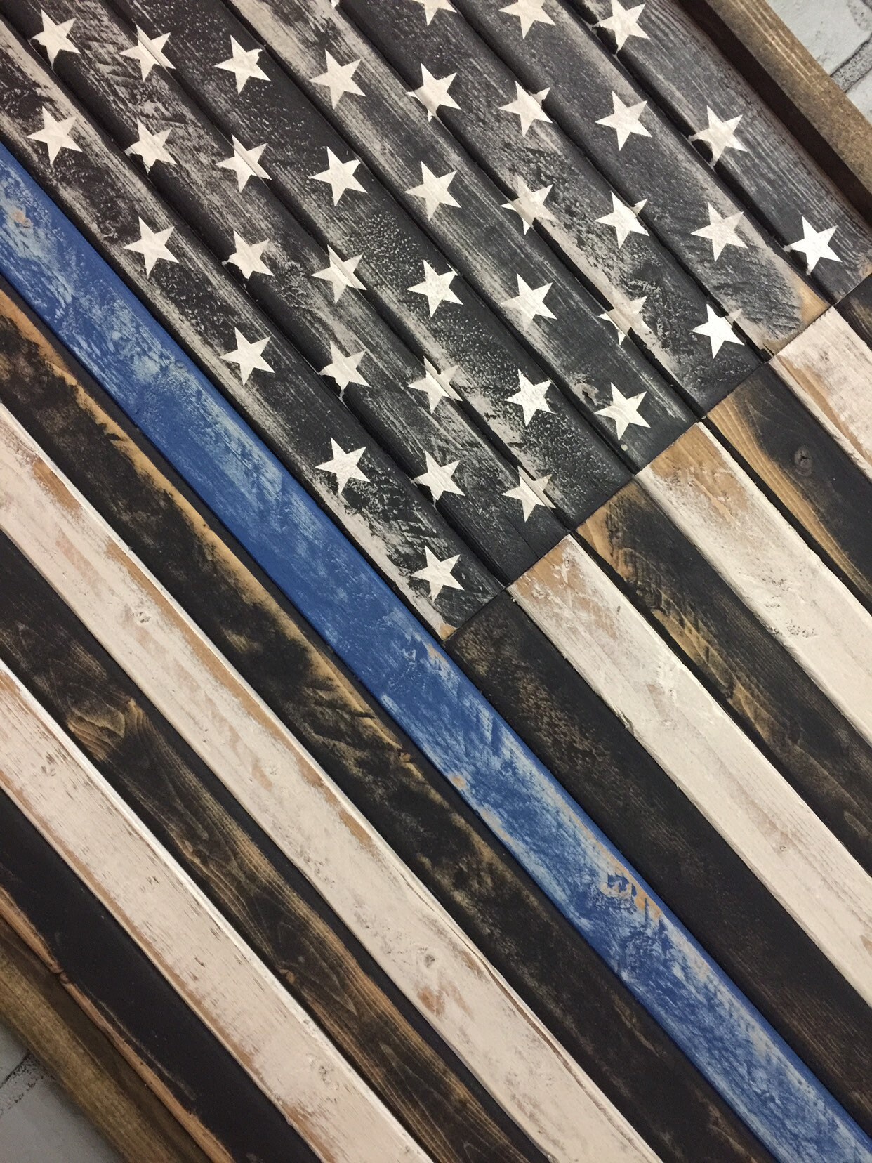 Thin Blue Line Wall Art US Flag Art Americana Ready to Etsy