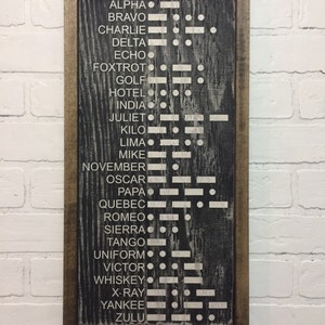 Vintage Morse-Code-Zeichen, Phonetisches Alphabet, ABC-Zeichen, Bauernhaus-Stil, Fixierer Oberdekor, Militärkunst, Abschlussgeschenk, Weihnachtsgeschenk