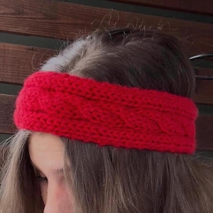TWIZZLER | Cable TWIST Headband - Red ear warmer knit by hand. Fall and winter accessories, handmade gifts, braided headband
