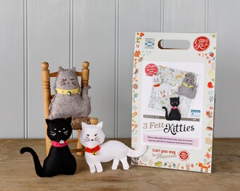 Three Felt Kitties Sewing Craft Kit