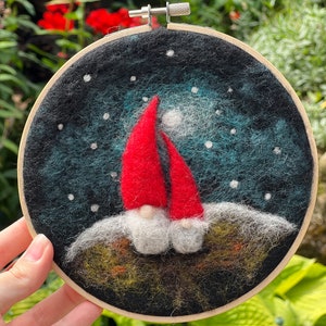 Gnomes in a Hoop Needle Felting Craft Kit