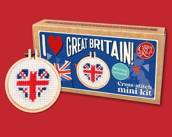 I Love Great Britain! Mini Matchbox Cross Stitch Kit