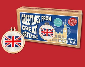 Greetings from Great Britain! Mini Matchbox Cross Stitch Kit