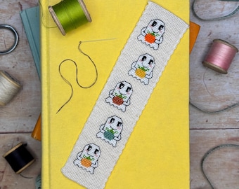 Pumpkin Ghosts Cross Stitch Bookmark Kit