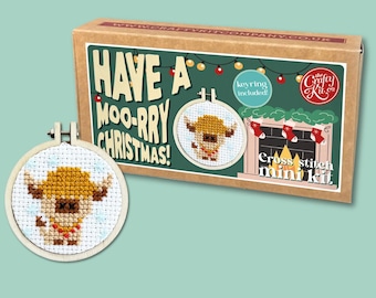 Have a Moo-rry Christmas! Mini Matchbox Cross Stitch Kit