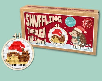 Snuffling Through the Snow! Mini Matchbox Cross Stitch Kit