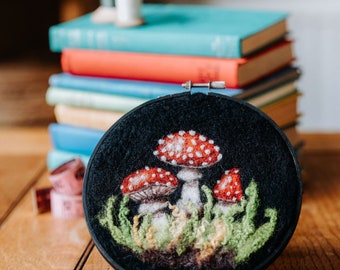 Toadstools in a Hoop Needle Felting Craft Kit