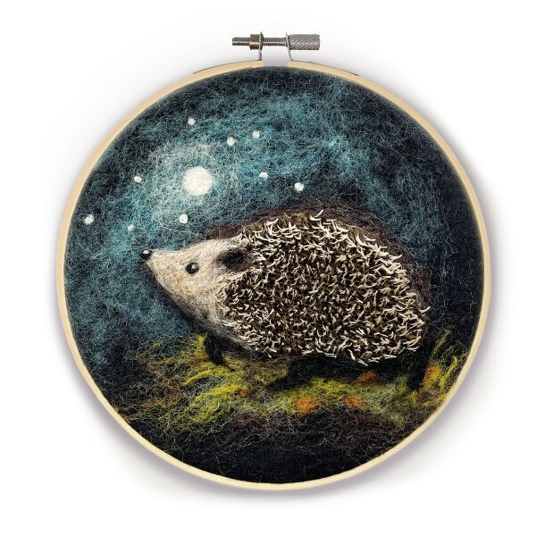 Hedgehog in a Hoop Needle Felting Craft Kit