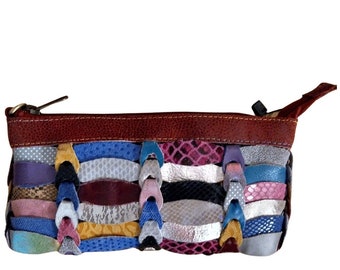 Style Elfa in dusty multi: The cool, smaller crossbody / clutch / shoulder bag braided in leather from Octopus Denmark