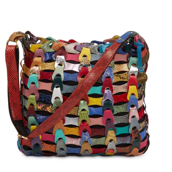 Style Annabella en multicolore - C'est le grand sac en cuir tressé (36x35 cm.) d'Octopus Danemark