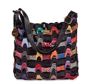 Style Aida i  black/multi - The smaller braided leather bag from Octopus Denmark
