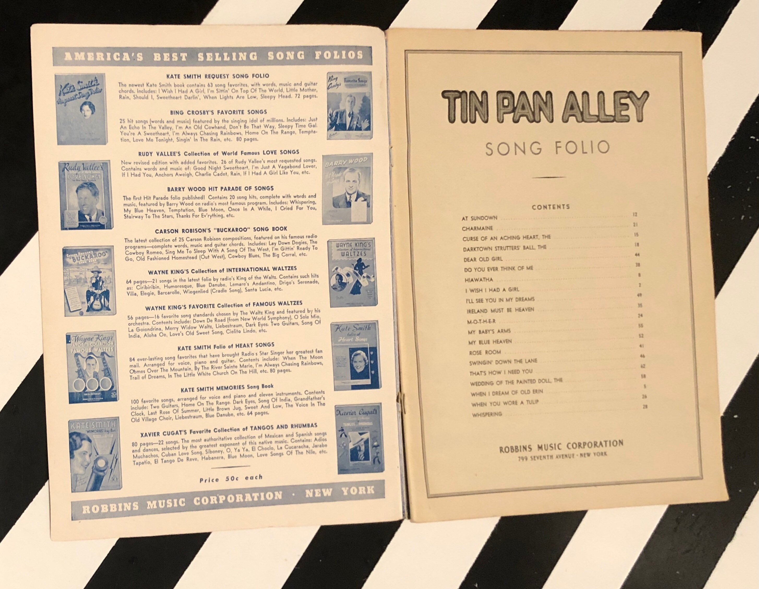 Tin Pan Alley Song Folio (1940s era) softcover song booklet