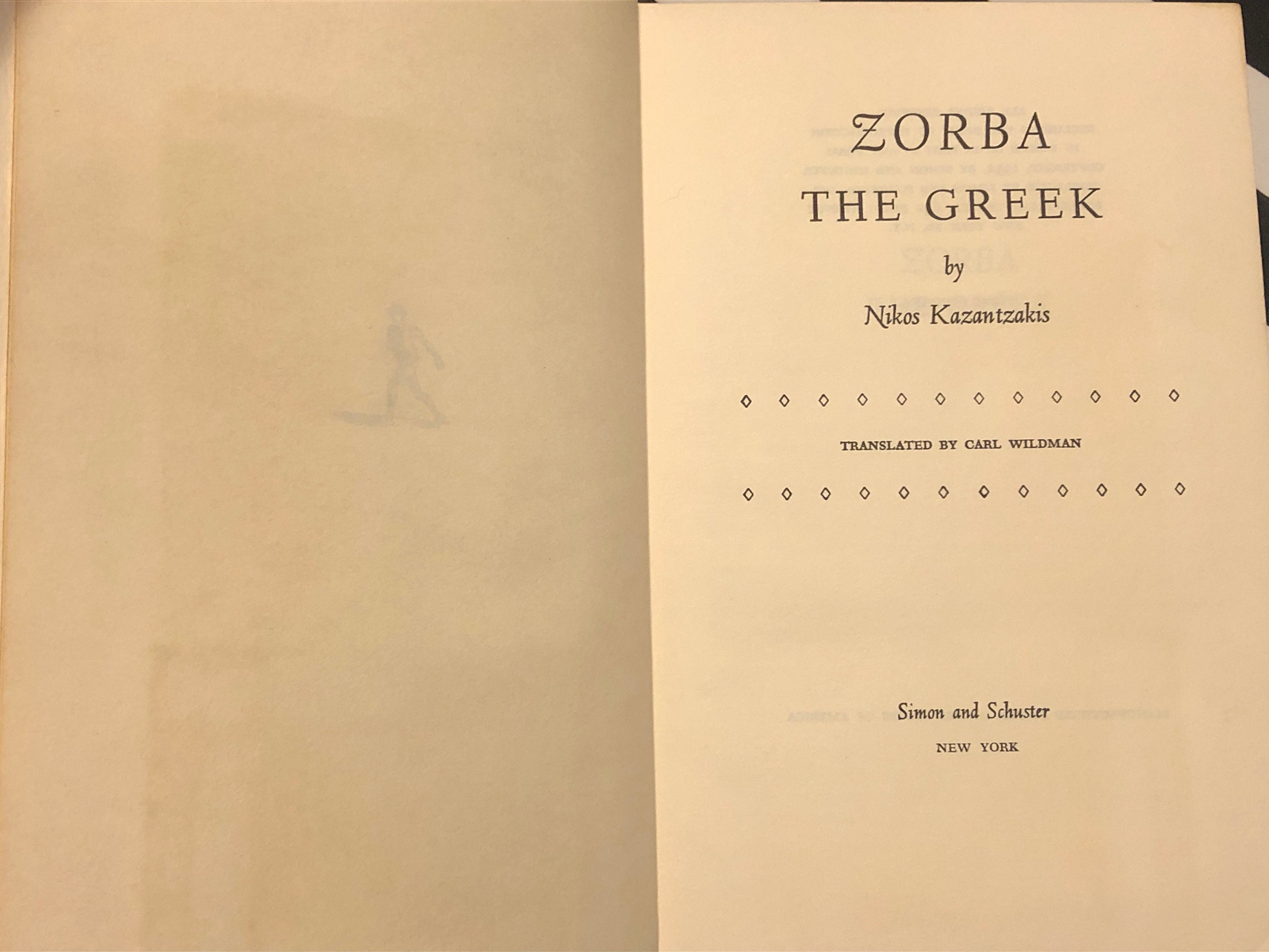 Zorba the Greek by Nikos Kazantzakis (1952) hardcover book