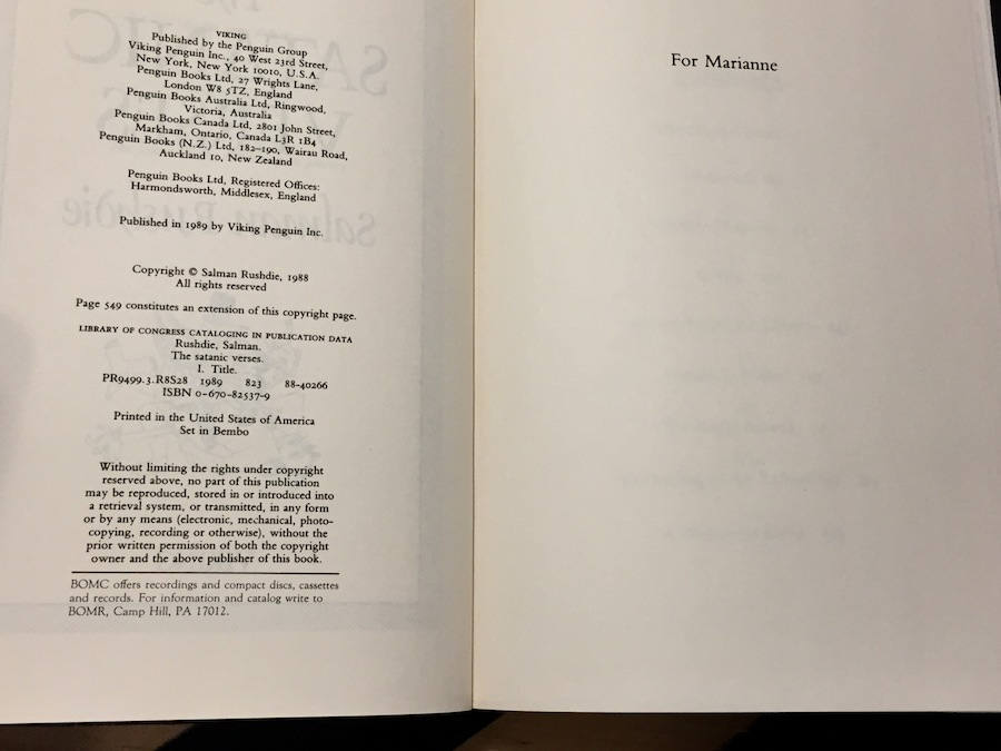The Satanic Verses By Salman Rushdie 1989 Hardcover Book The Satanic Verses By Salman Rushdie 1989 Hardcover Book