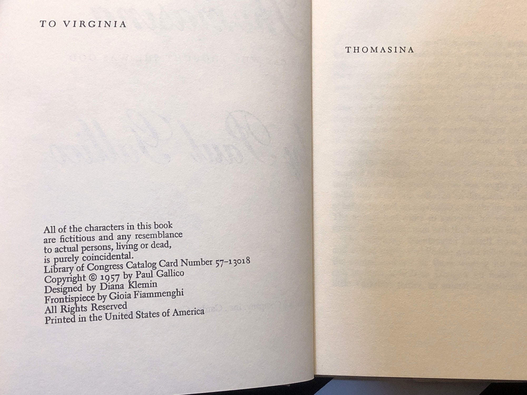 Thomasina by Paul Gallico (1957) hardcover book