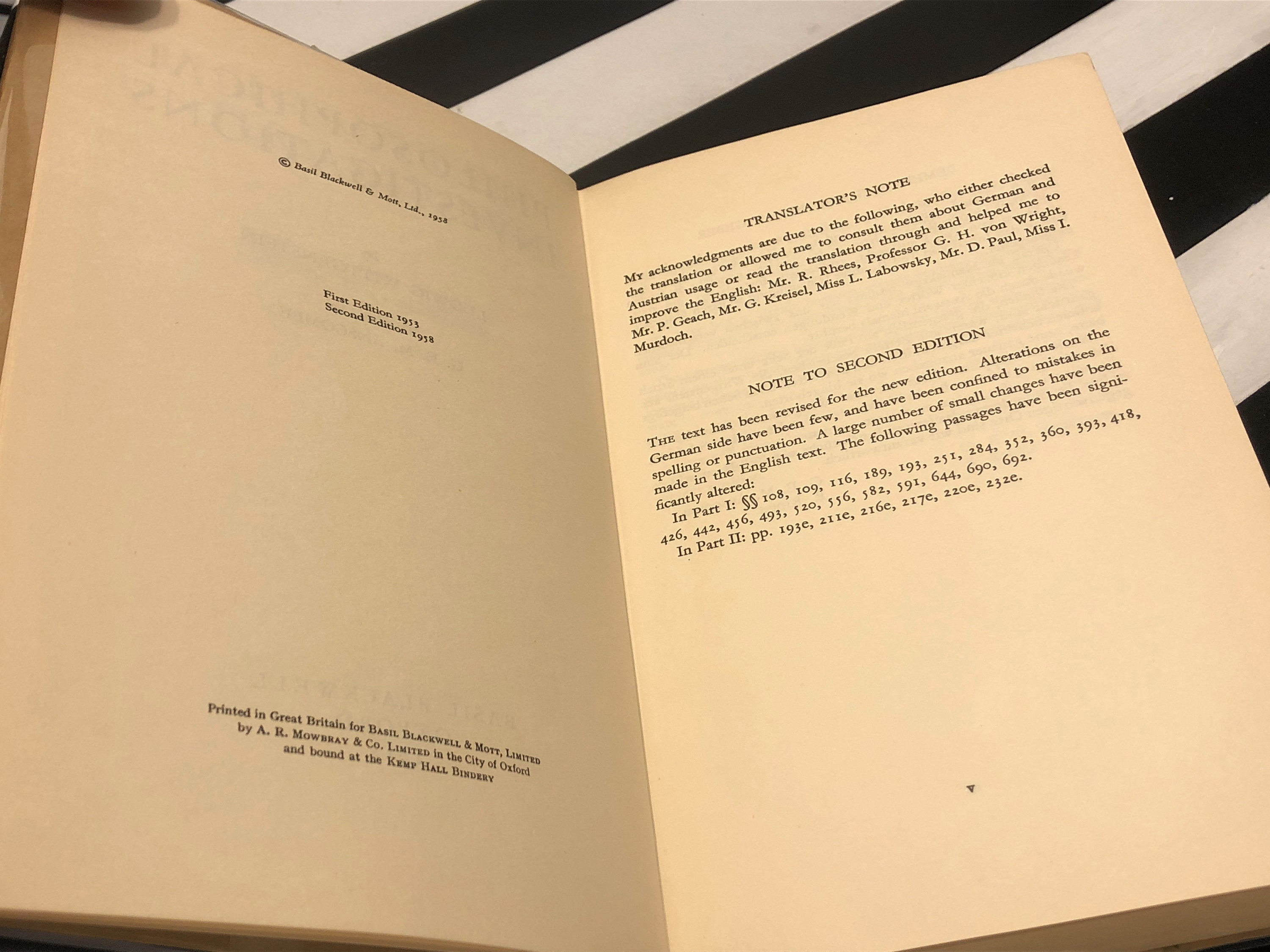 Philosophical Investigations by Ludwig Wittgenstein (1958
