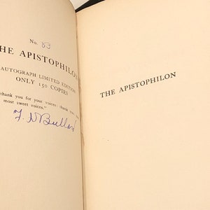 The Apistophilon by Frank Bullard 1899 signed first edition book image 4