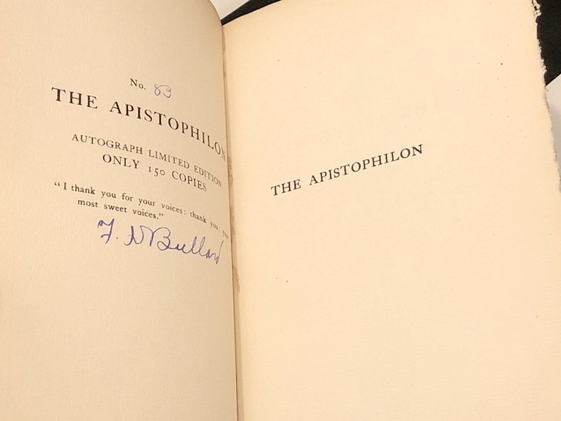 The Apistophilon by Frank Bullard 1899 signed first edition book image 4