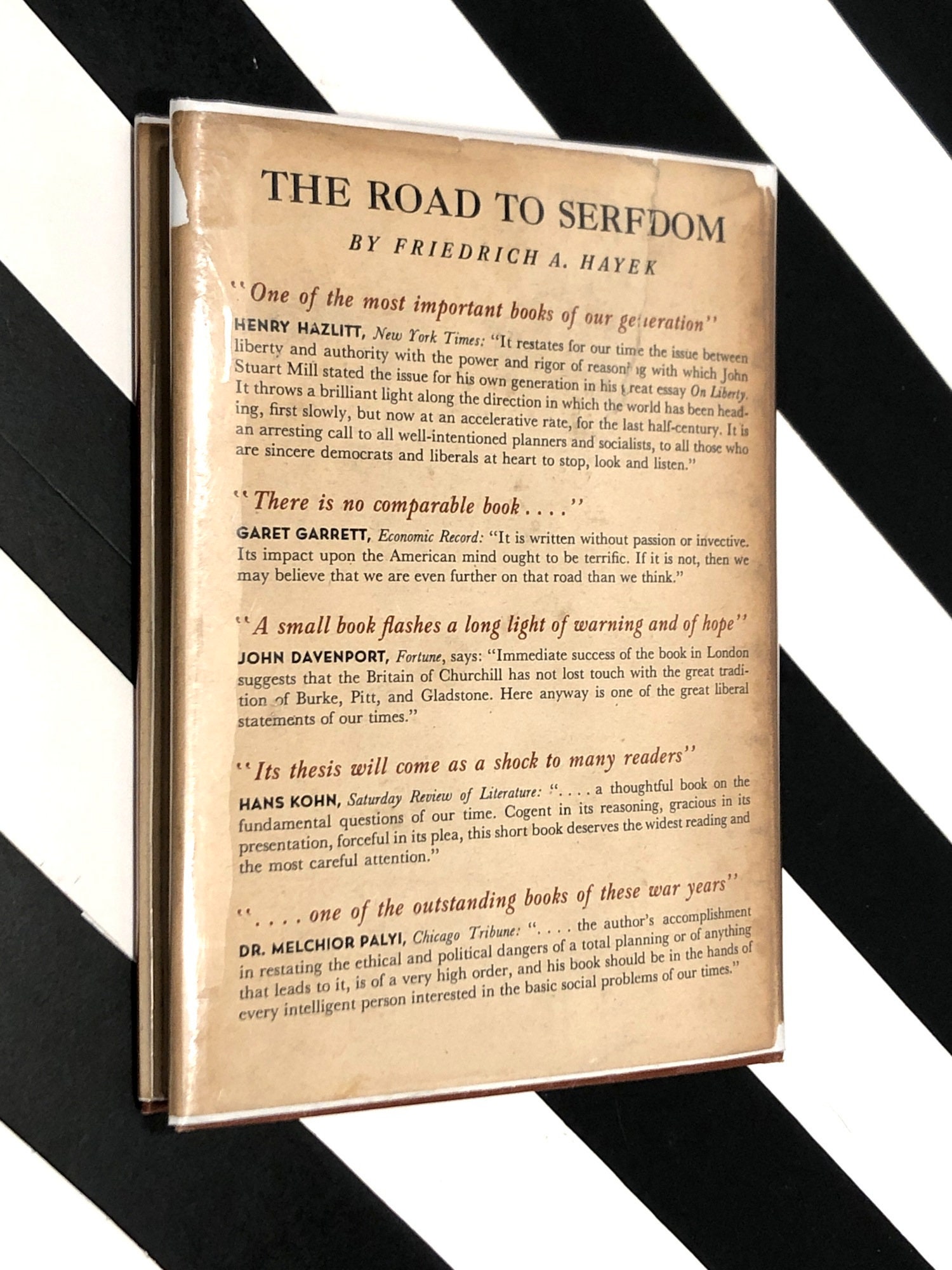 The Road to Serfdom by Friedrich A. Hayek (1944) hardcover book