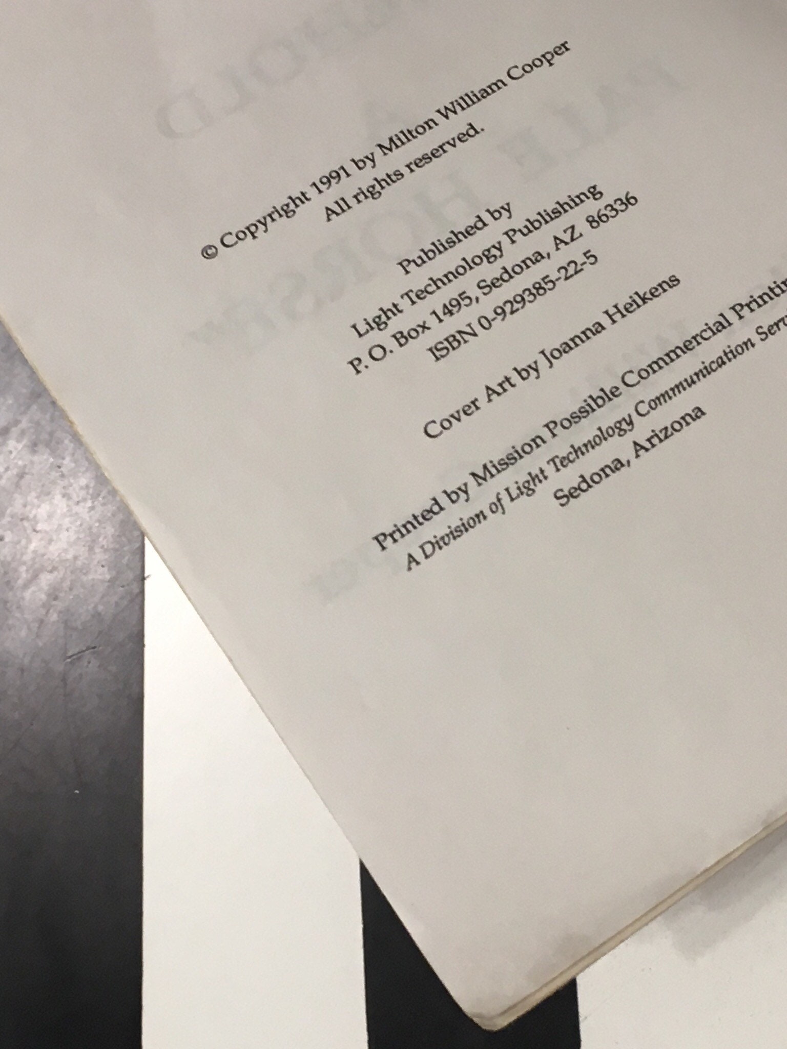 Behold a Pale Horse by Milton William Cooper (1991) softcover book Behold a Pale Horse by Milton William Cooper (1991) softcover book