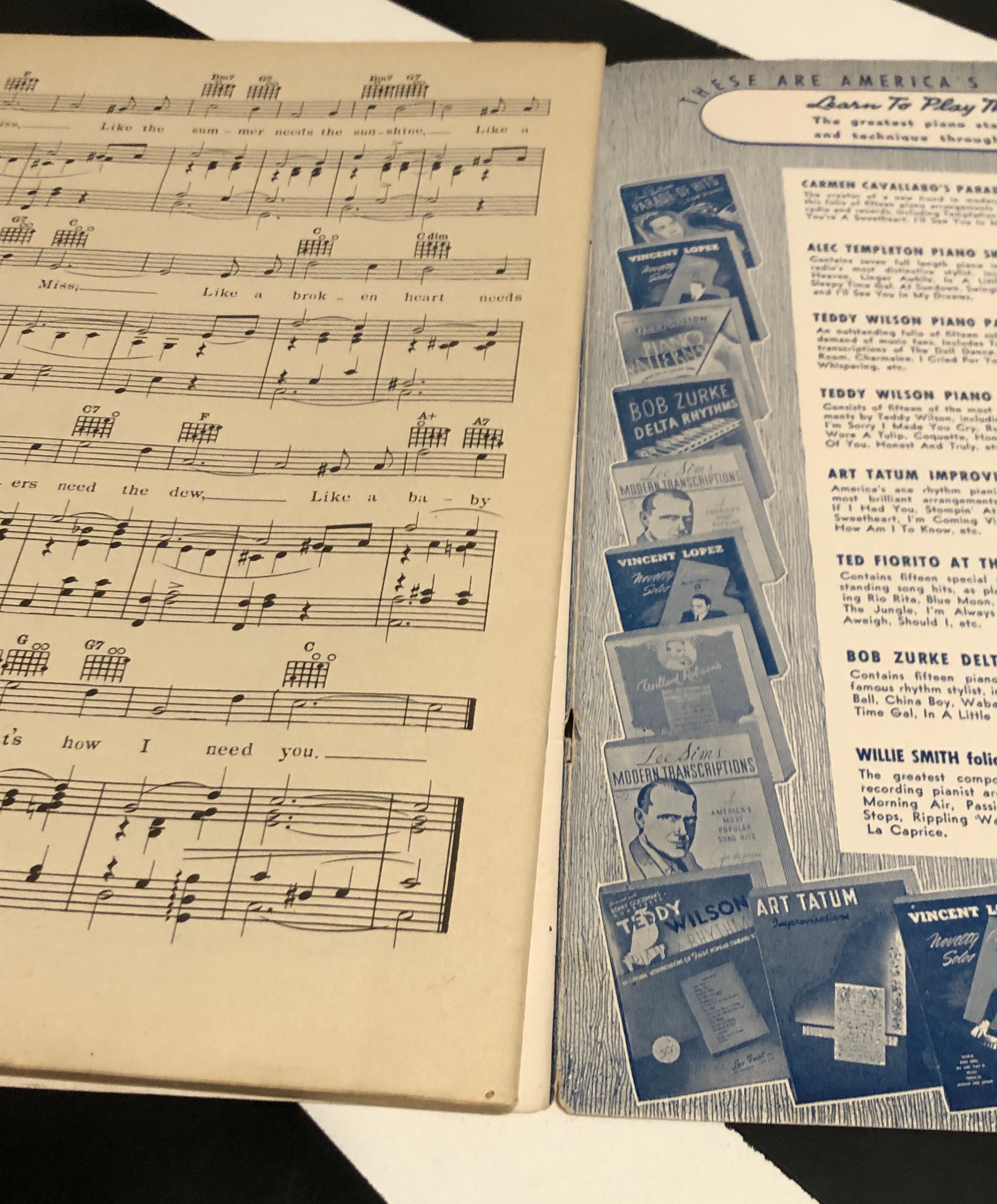 Tin Pan Alley Song Folio 1940s Era Softcover Song Booklet Etsy