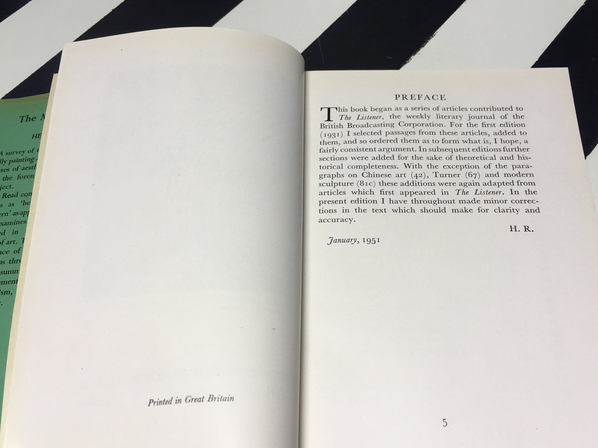 The Meaning of Art by Herbert Read (undated) hardcover book