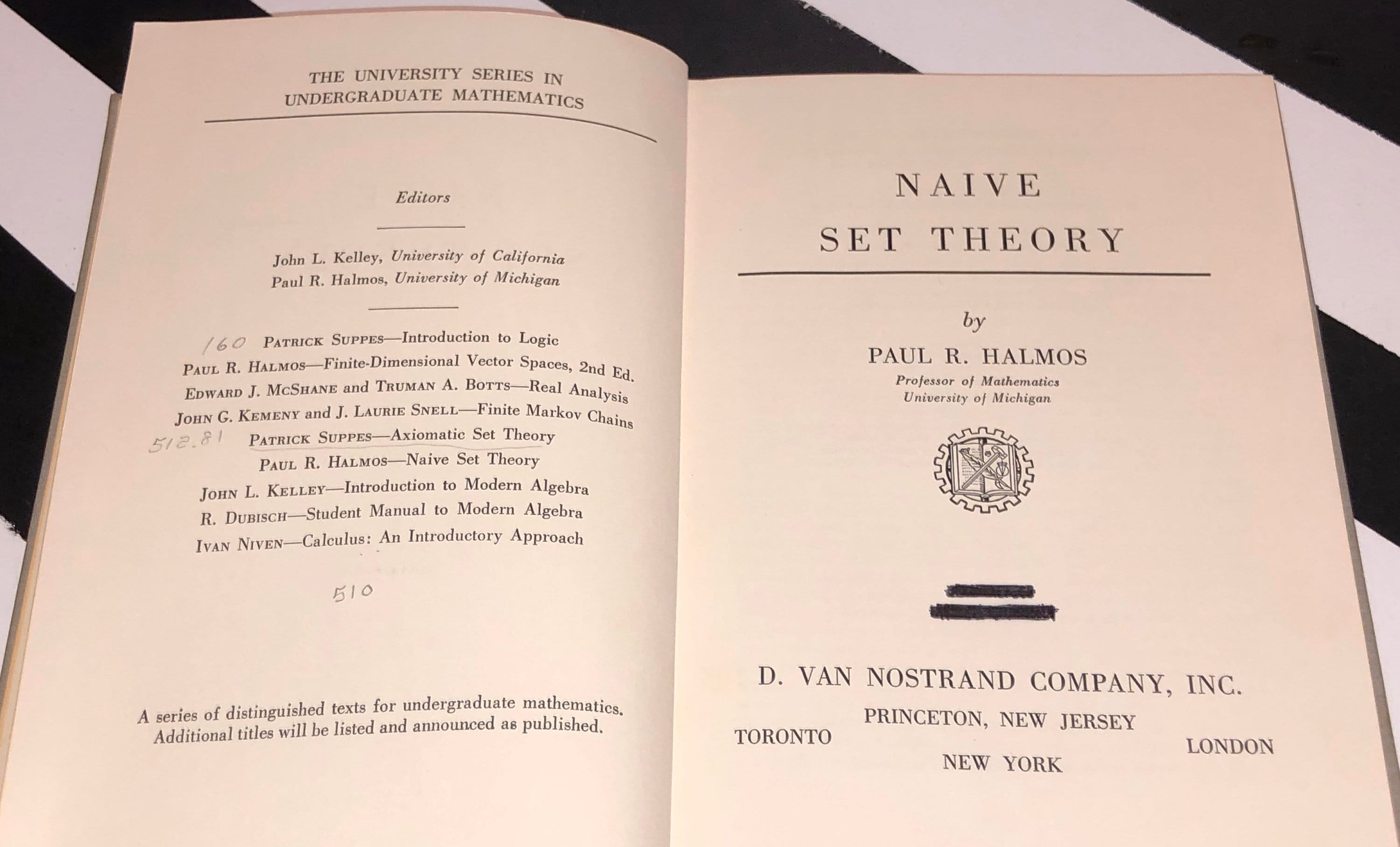Naieve Set Theory by Paul R. Halmos (1961) hardcover book