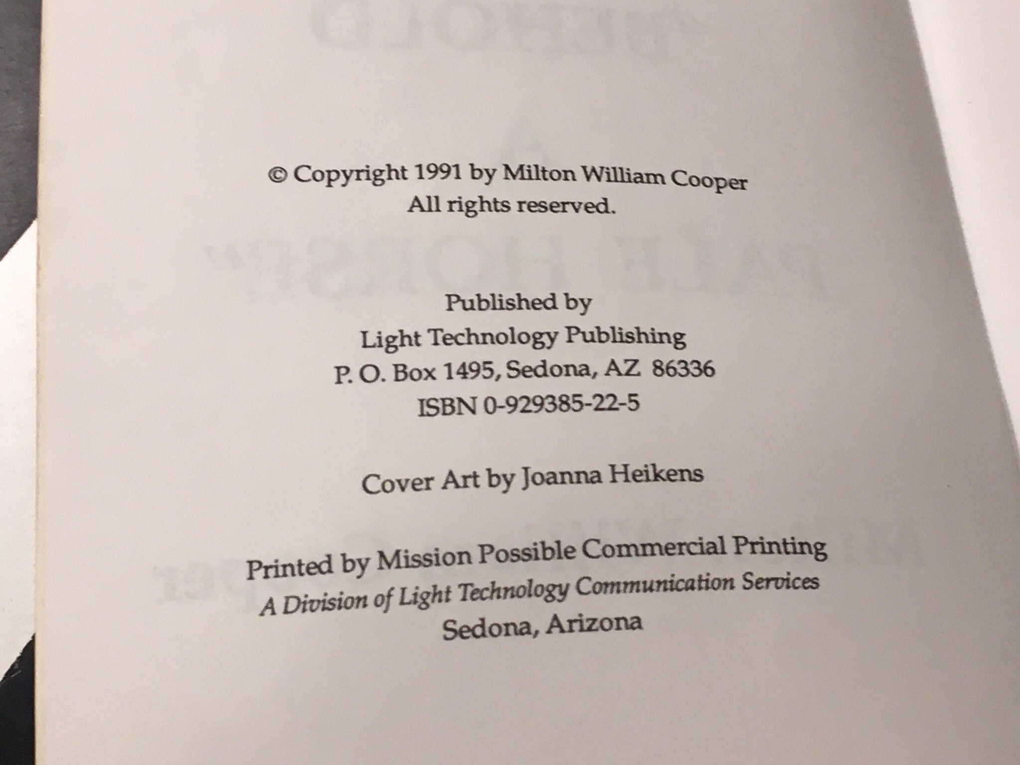 Behold a Pale Horse by Milton William Cooper (1991) softcover book Behold a Pale Horse by Milton William Cooper (1991) softcover book