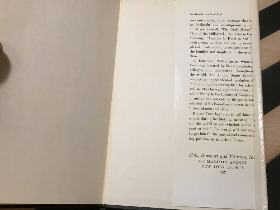 In the Clearing by Robert Frost (1962) hardcover book
