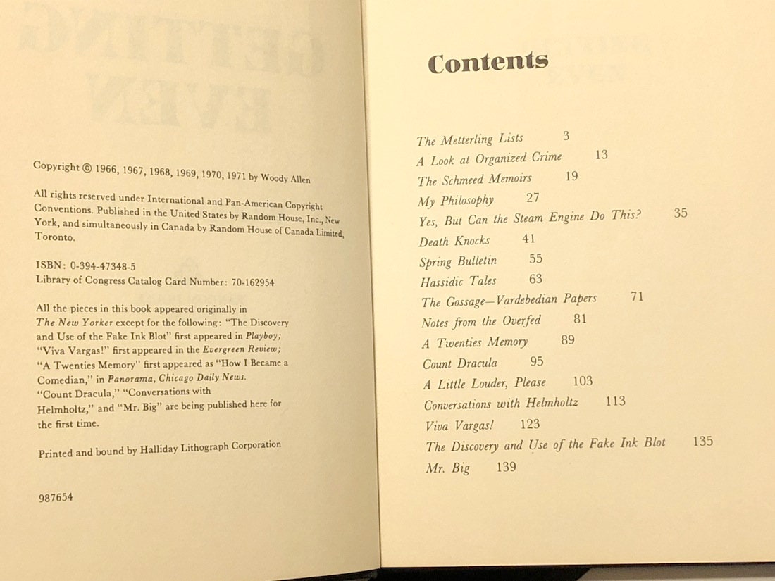 Getting Even by Woody Allen (1971) hardcover book