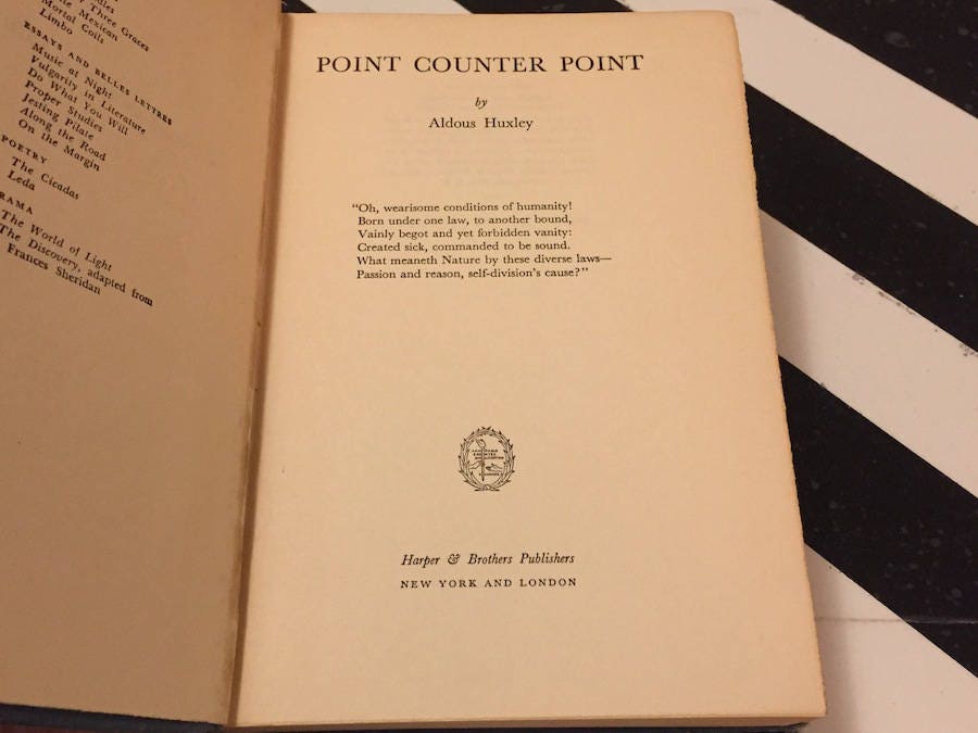 Point Counterpoint by Aldous Huxley (1928) hardcover book