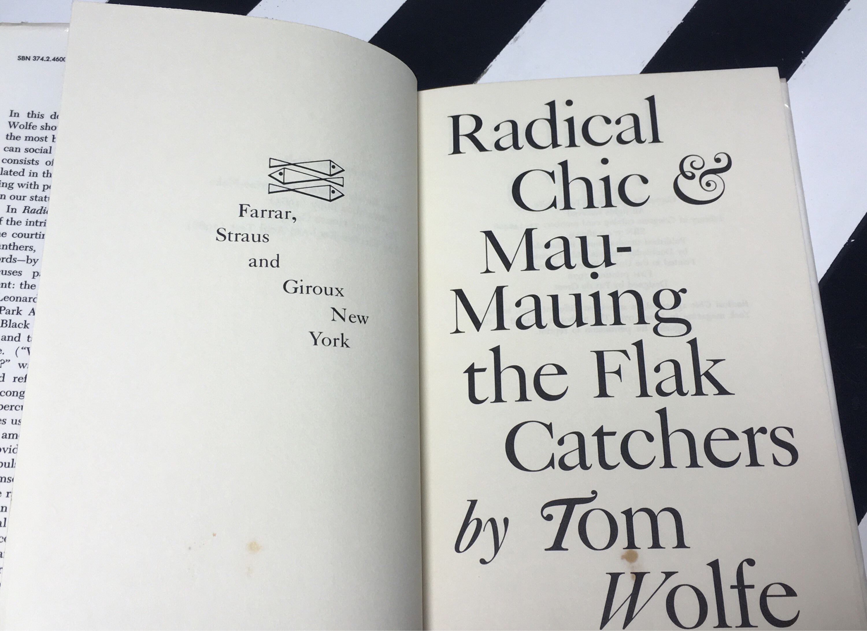 Radical Chic & MauMauing the Flak Catchers by Tom Wolfe (1970) hardcover book