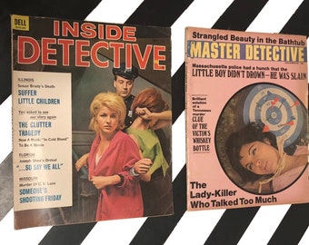 Master Detective December, 1965 Vol. 71, No. 3 and Inside Detective May, 1966 Vol. 44, No. 5 softcover vintage crime magazines