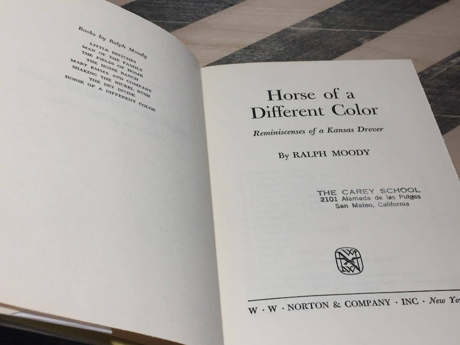 Horse of a Different Color by Ralph Moody (1968) first edition book