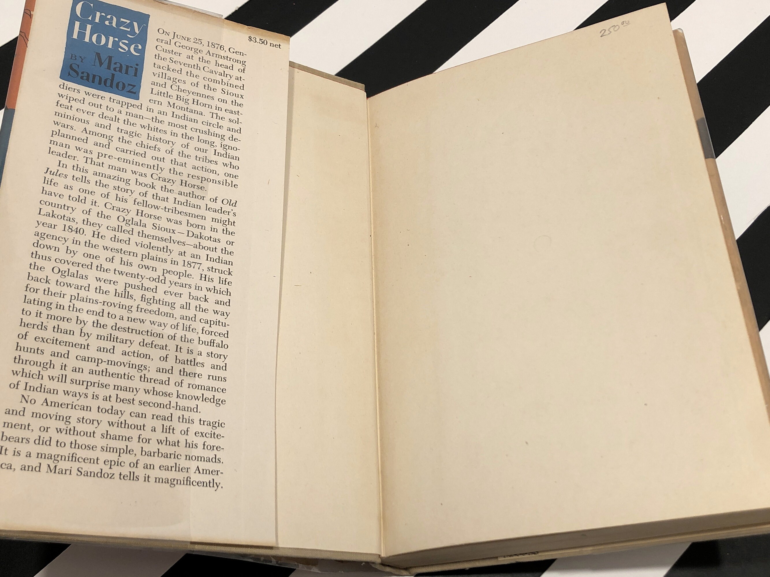 Crazy Horse by Mari Sandoz (1942) hardcover book
