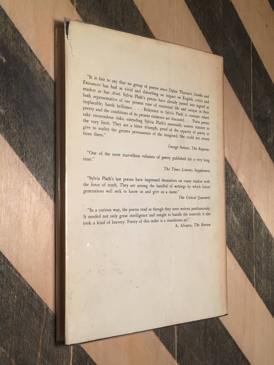 Ariel by Sylvia Plath (1966) hardcover book