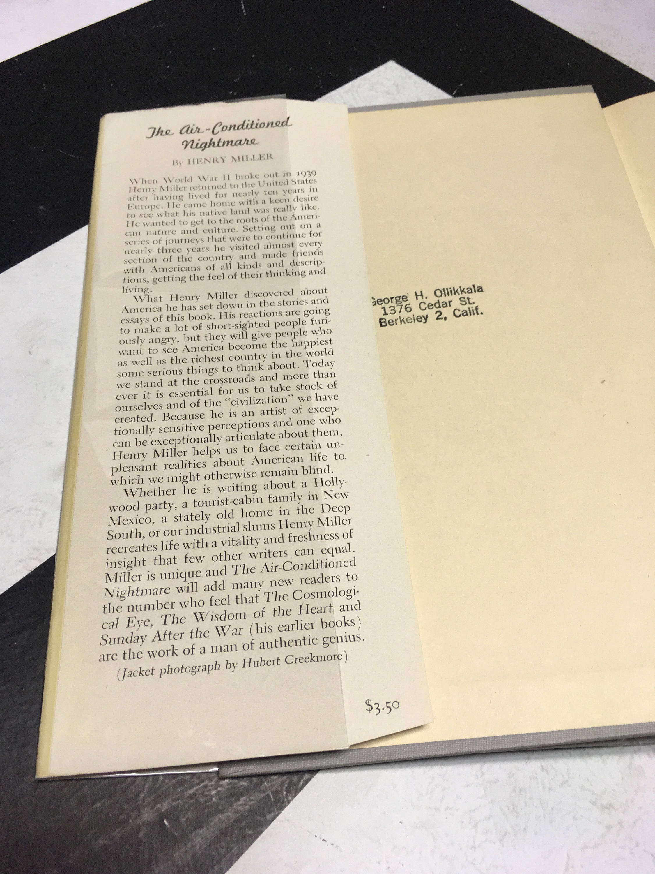 The AirConditioned Nightmare by Henry Miller vintage classic fiction