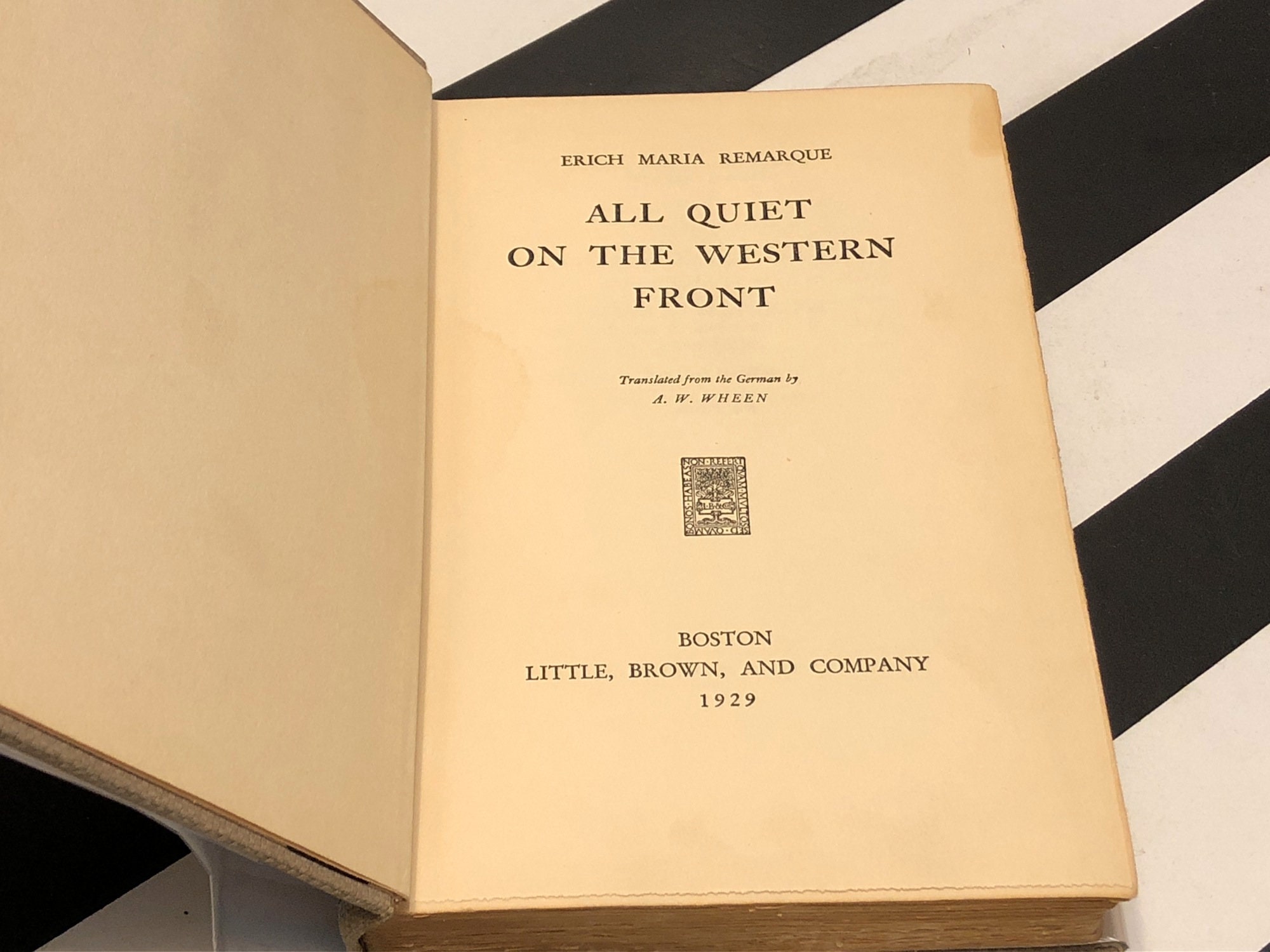All Quiet on the Western Front by Erich Maria Remarque (1929) first edition book All Quiet on the Western Front by Erich Maria Remarque (1929) first edition book