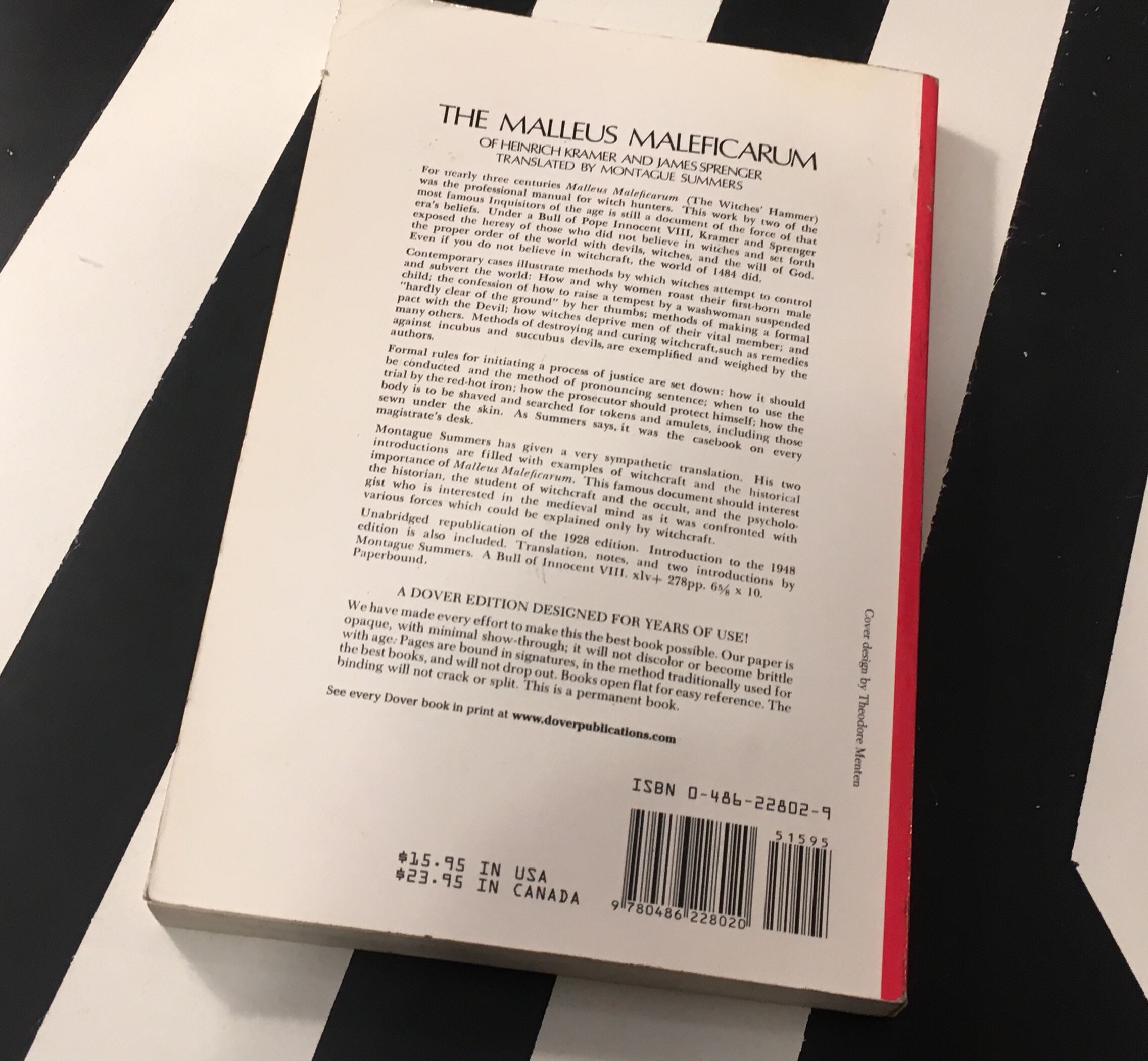 The Malleus Maleficarum of Heinrich Kramer and James Sprenger (1971) softcover book The Malleus Maleficarum of Heinrich Kramer and James Sprenger (1971) softcover book