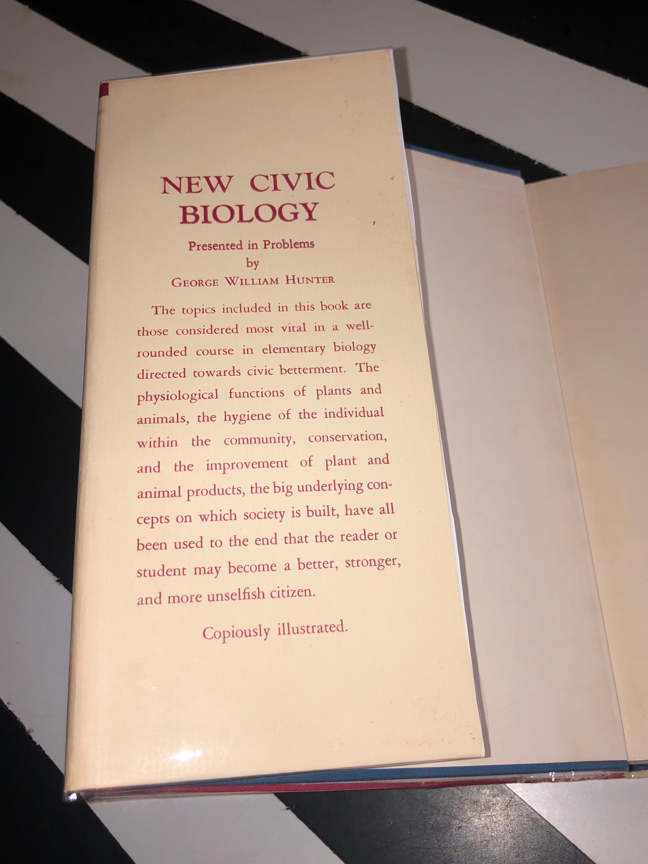 New Civic Biology by William Hunter (1926) hardcover book