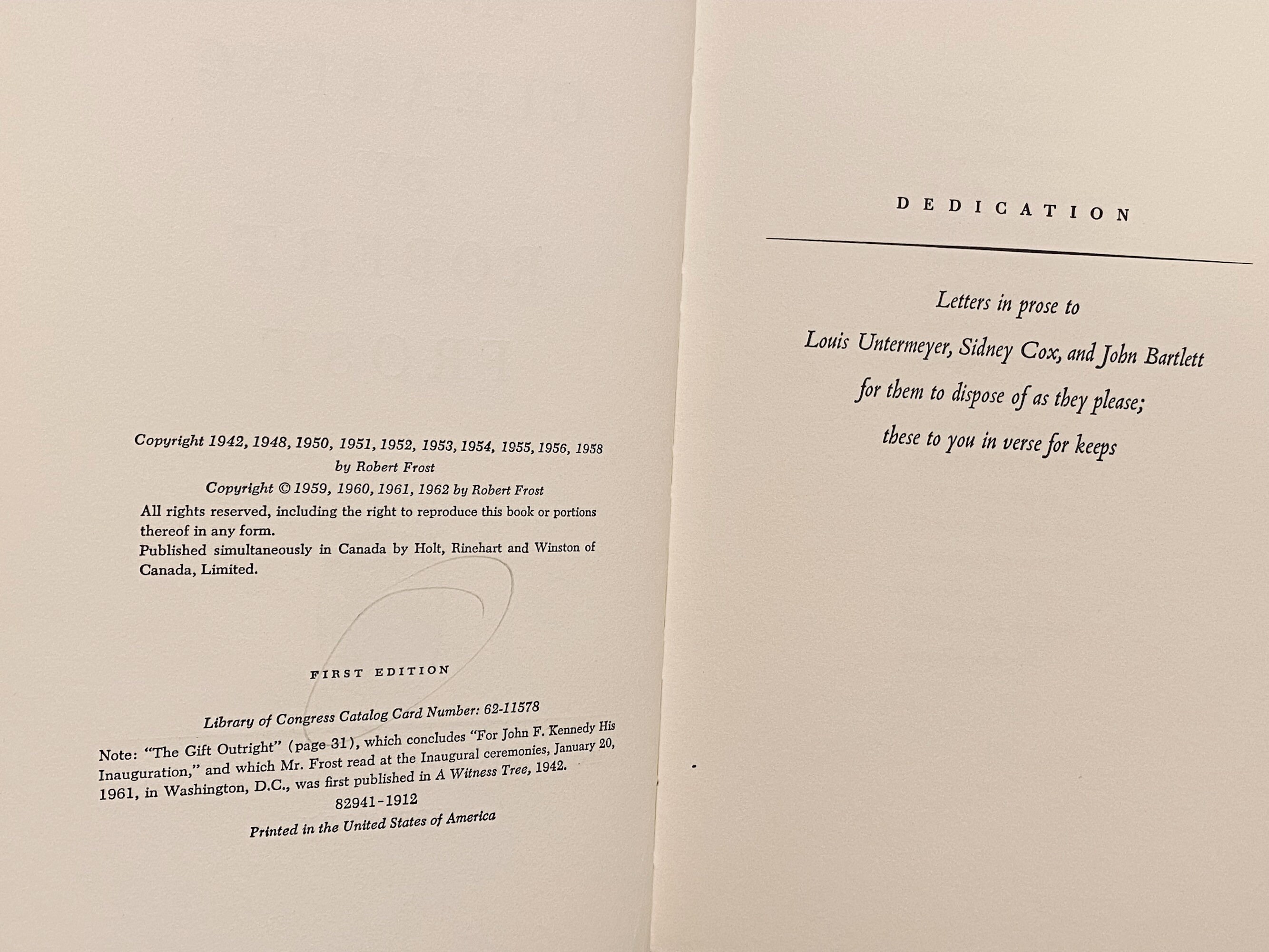 In The Clearing By Robert Frost (1962) First Edition Book