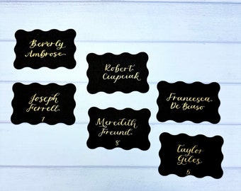 Hand Calligraphy Wavy Place Cards || Wedding Seating Place Cards ||  Wedding Escort Cards || Wedding Table Decor || Rectangle Place Cards.