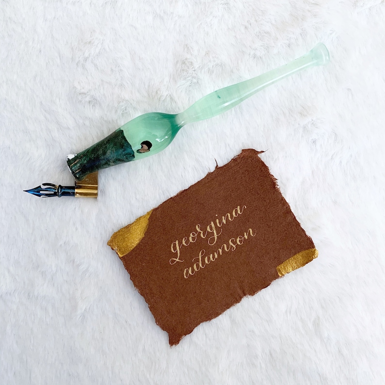Terra- Cotta Handmade Paper Wedding Escort Cards Raw Edge Escort Cards Terra-Cotta Calligraphy Place Cards Wedding Stationary