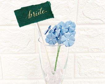 Calligraphy Handmade Paper Cocktail Stirrers Place Cards + Champagne Flute Glass Place Cards + Wine Glass Place Cards + Wedding Escort Cards