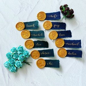 Wax Seal Sticker Place Cards | Elegant Wax Stamp Stickers | Calligraphy Adhesive Place Cards | Self-Adhesive Wax Seal | Easy Peel & Stick
