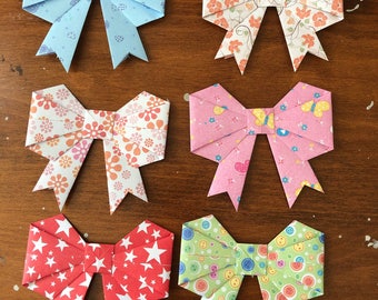 Assortment of Large Peel and Stick Origami Gift Bows, Gift Wrap, Gift Wrap Accessories, Christmas, Presents, Ribbons, Stickers, Set of 12
